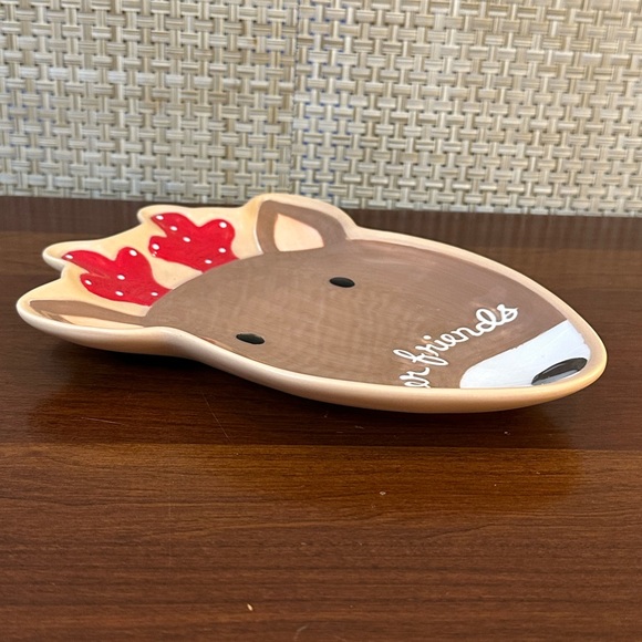 🎄VTG 2000s Hallmark Holiday Deer Friends Glazed Ceramic Reindeer Serving Plate - Picture 2 of 4